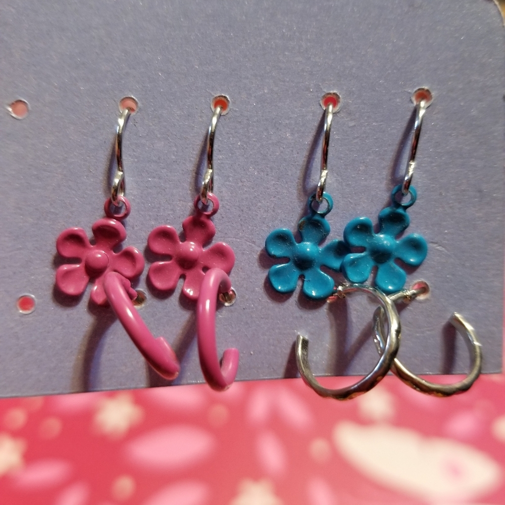 SALE! Flower and hoop earrings